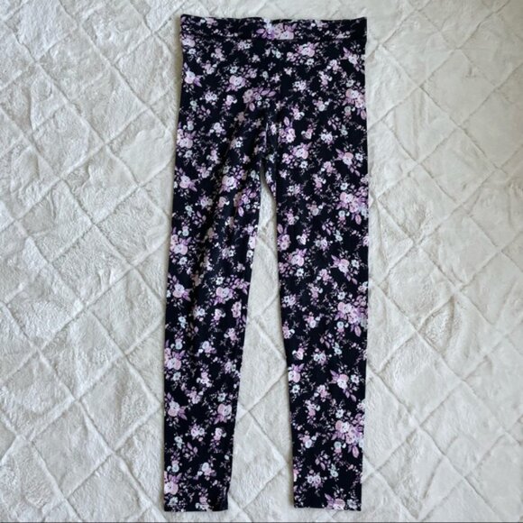 Victoria’s Secret PINK | Black Floral Print Leggings | Size Medium - Picture 2 of 12